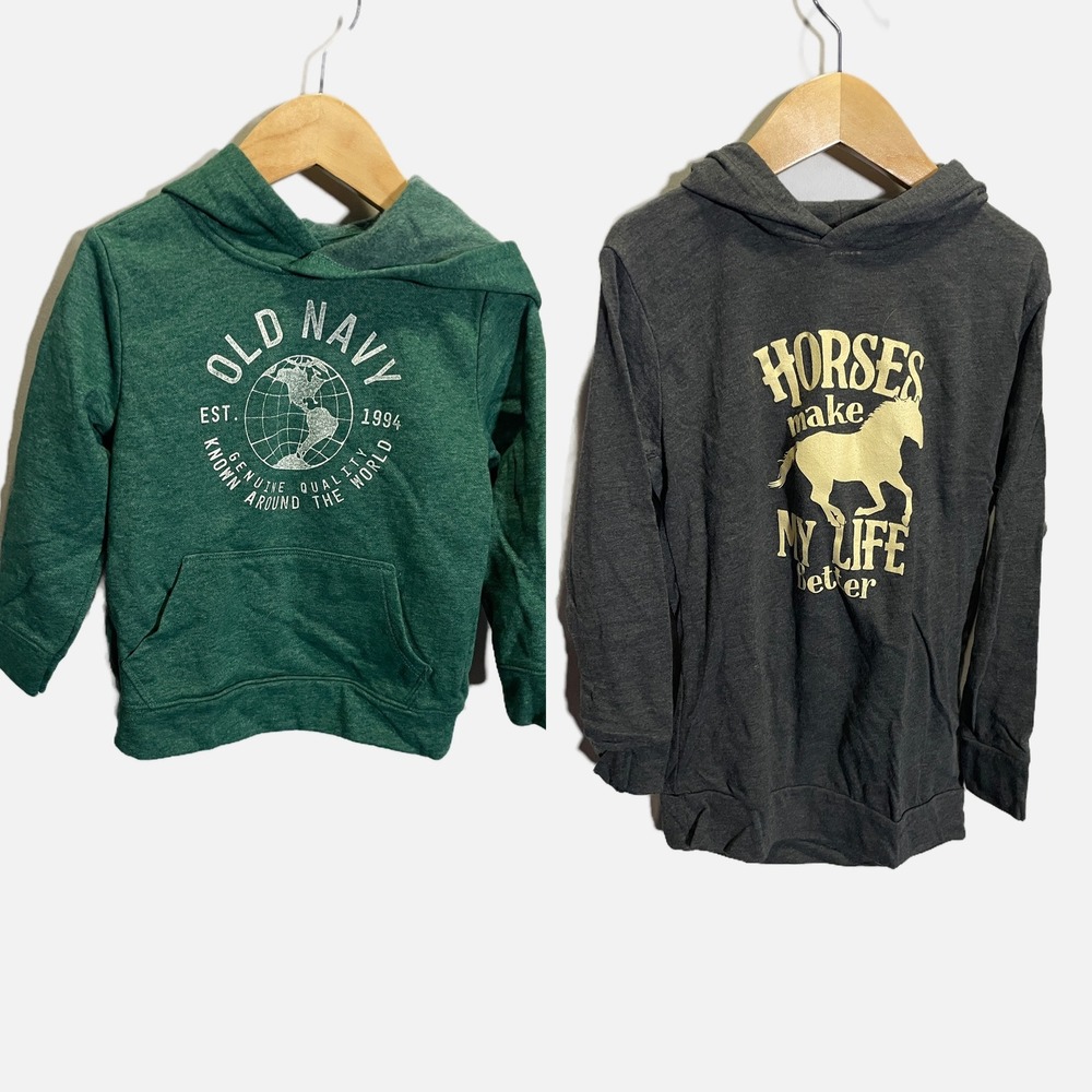 Old Navy Urban Smalls Hoodie Set Kids 4T Green Charcoal Horse Graphic Casual